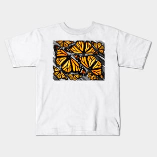 Beautiful monarch butterflies on muted grey background Kids T-Shirt